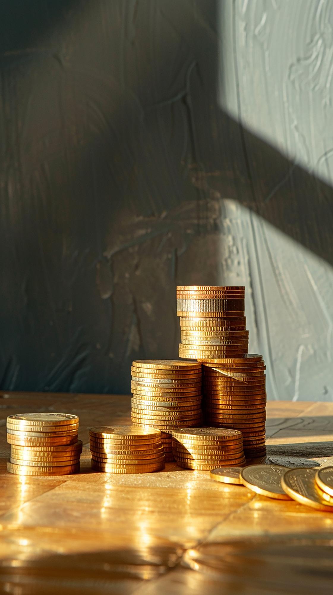 Stosy monet i dokumenty finansowe
